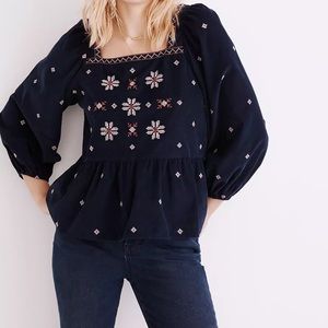 NWT MADEWELL EMBROIDERED Corduroy Top Size M